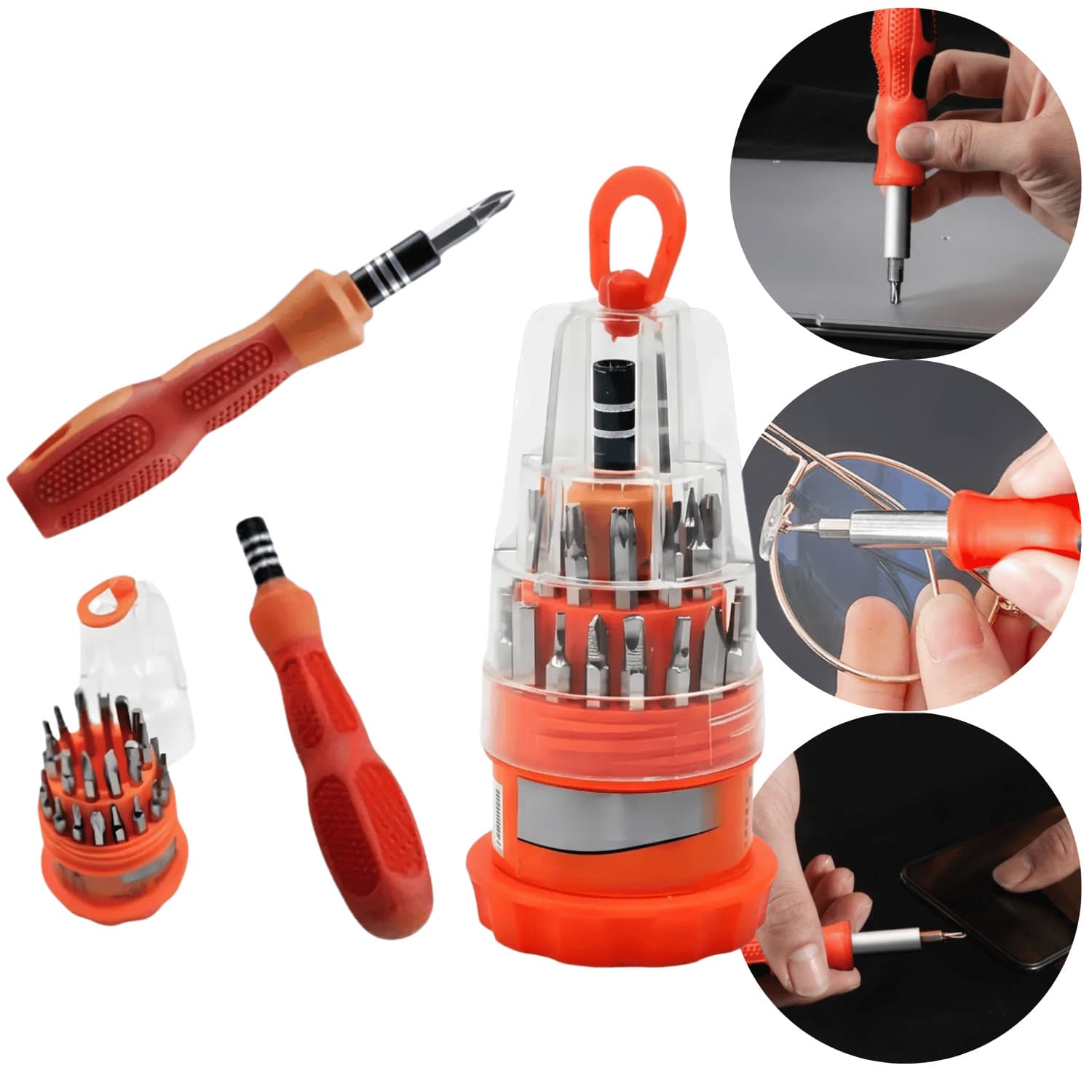 Kit Jogo Chave De Precisao 31 Pecas Com Estojo Reparo Celular Notebook Eletronicos Torx Fenda fillips - Visão 1