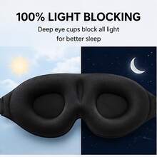 1pc 3D Contoured Sleep Eye Mask, Soft Memory Foam Light-Blocking Eye Mask, Adjustable Zero Pressure Eye Mask, Comfortable Eye Mask, Suitable For Travel Napping, Night Sleep, Home And Office - Sleep Mask - View 2