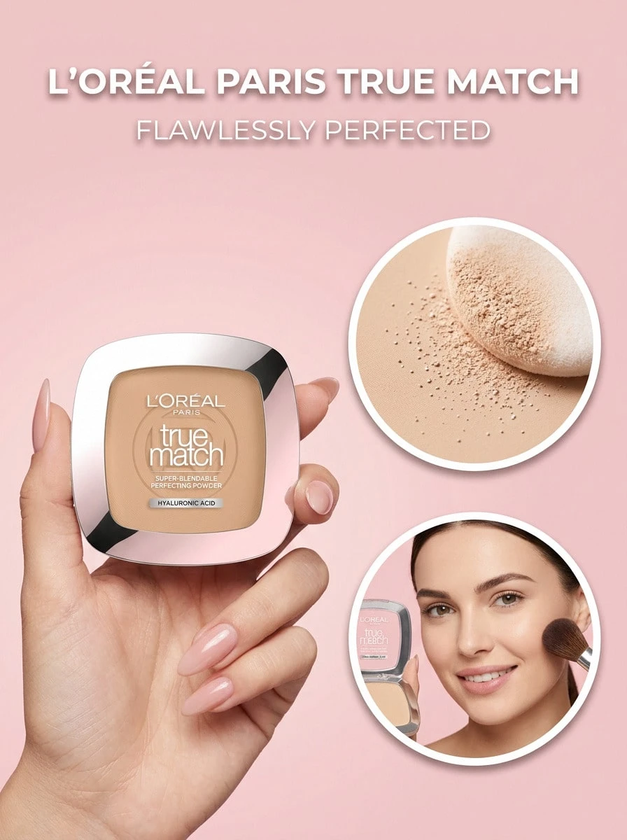 True Match Powder 3D/3W Golden Beige 9 G – Pressed Powder, Super-Blendable, For Women, Golden Beige, Hyaluronic Acid, Suitable For Daily Makeup Routine - 3D/3W Golden Beige - View 1