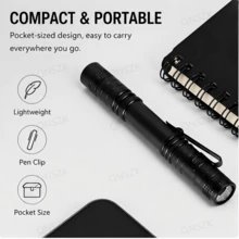 2pcs Mini LED Pen Light Flashlight, Compact High Brightness Aluminum Alloy Flashlight With Belt Clip, Suitable For Outdoor Camping, Hiking, Fishing, Daily Use, AAA Battery Powered, Batteries Not Included - LED Flashlights - View 7