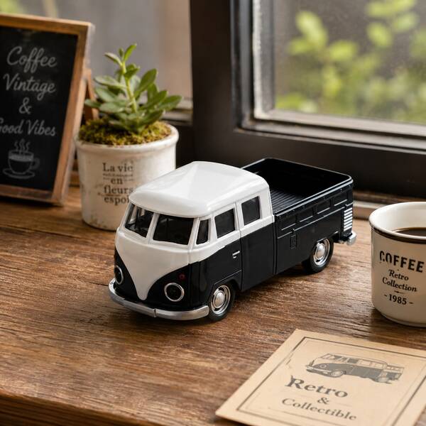 1 pieza (embolsada) Coche de juguete de aleación de zinc a escala 1/36, camioneta vintage de nariz plana, estilo fundido a presión, fundición de aleación de alta calidad, funcional, juguete para niños, adecuado para niños de 3 años en adelante, regalo