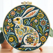 1PC 20*20cm/7.9*7.9in,Flowers And Animals Embroidery Kit, DIY Handmade Embroidery Set For Adult Beginners, Home Gift, Women's Sewing Gift, Including User Manual, Printed Pattern Fabric, Embroidery Frame, Needle And Thread. - Flowers and Animal - View 13