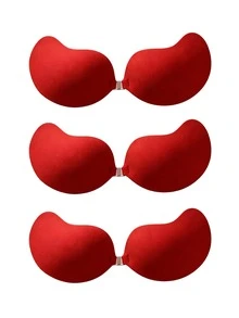 Bra Push-Up Tempel Bentuk Mangga, Bra Perekat Tanpa Tali Tak Terlihat dengan Gesper Depan untuk Pakaian Tanpa Punggung - Merah - View 16