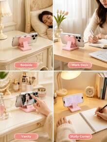 Heart-Shaped Desktop Phone Stand, Portable Design For Home, Office, Party Decor, Women's Travel And Kitchen Use, Suitable For All Phones, Ideal Desktop Ornament, Perfect Gift For Halloween And Christmas - A - View 4