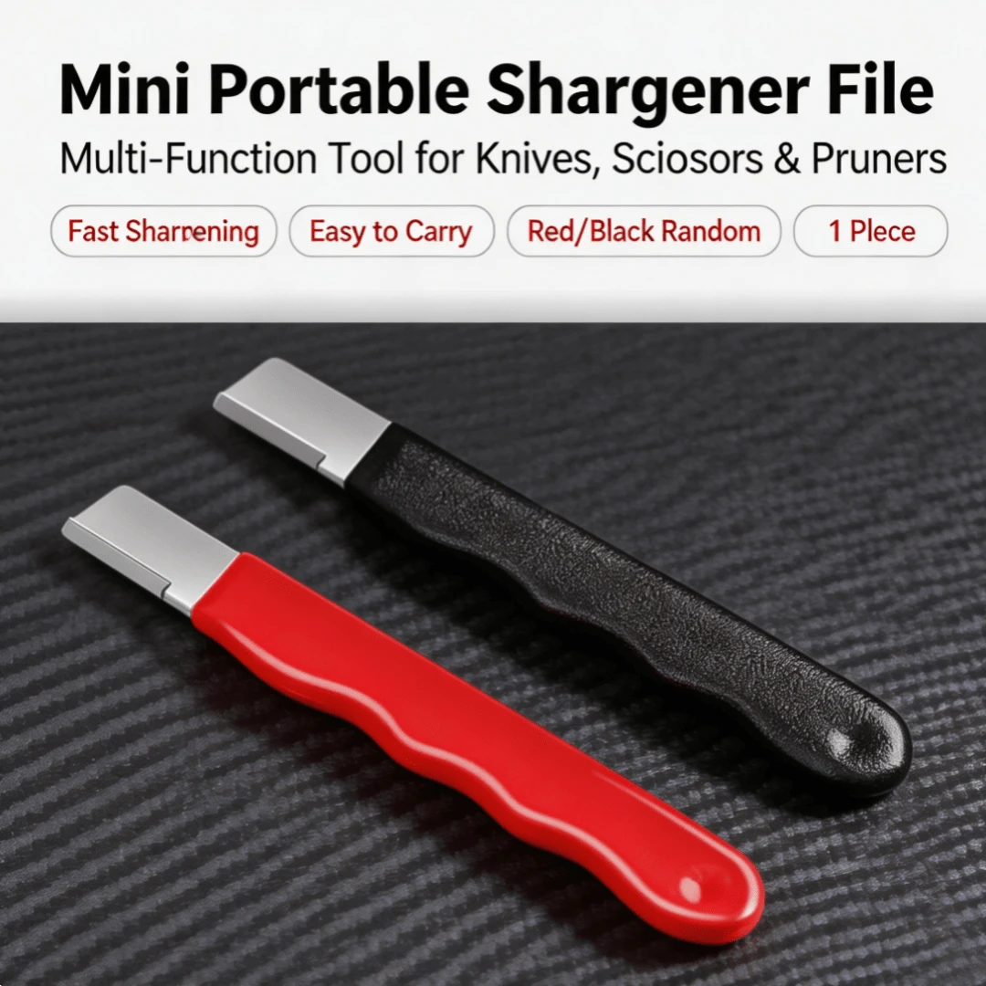Mini Portable Diamond Sharpener File, Multi‑Function For Outdoor Knives, Scissors, Garden Pruners & Fruit Branch Shears, Sharpening Stone Tool For Edge Honing, Random Red/Black, 1 Piece - A - View 1