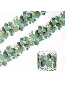 Green Eucalyptus Plant Bulletin Board Border Decorative Strip, 1 Roll 5m Self-Adhesive Decorative Paper, Suitable For Bulletin Board And Classroom Decoration - Green - View 3