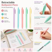 16pcs Stationery Set, Includes Large Pencil Case, 5 Retractable Ballpoint Pens And 10 Refills, Multi-Compartment Pencil Case, Smooth Writing, Back To School Essential, Suitable For Students, Classroom, University And Office Supplies - Multiple Styles - View 6