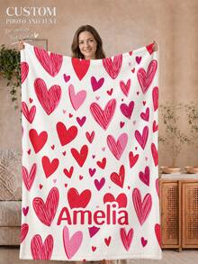 1pc Customized Photo Blanket, Personalized Flannel Blanket With Photo And Text, Office Nap Blanket, Comfortable Blanket, Mother's Day, Father's Day Gift For Parents, Bedding Blanket, Customized Bed Blanket, Customized Text Blanket, Personalized Home Blanket, Customized Name Blanket, Personalized Family Blanket With Photo And Text, Personalized Throw Blanket, Friend Blanket, Comfortable Blanket, Home Gift, Wedding Gift - Multicolor - View 1