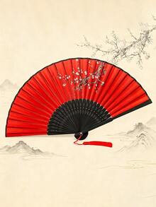 Elegant Vintage Style Bamboo Folding Fan, Decorated With Exquisite Floral Patterns. Purely Handmade, High Quality, Suitable For Daily Use And Cultural Activities. An Ideal Gift For Students And Traditional Enthusiasts. Bamboo Decorative Item. Chinese Style Gift - Multicolor - View 13