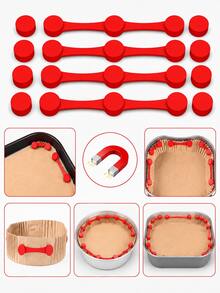 9 Heat-Resistant Silicone Magnetic Clips, Suitable For Air Fryers - Reusable Non Stick Magnetic Rings Lined With Safety Parchment To Prevent Burns And Food Residue, Compatible With All Iron Basket Models. Air Fryer Accessories - Multicolor - View 4