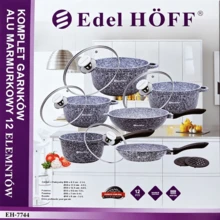 8/10/12pcs Marble Coated Aluminum Cookware Set, Grey Blue Speckled Pot Body, Compatible With Gas Stoves And Induction Cooktops, For Soup Boiling, Braising And Frying Various Ingredients In Household Kitchens - View 10
