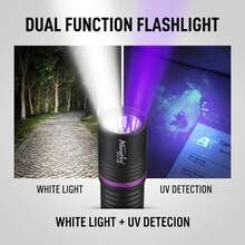 2合1雙光閃光手電筒,UV黑光與白光LED手電筒,USB充電式手持便攜燈,Alonefire適用於戶外露營緊急情況、蠍子狩獵、寵物尿液與癬菌檢測、鈔票驗真 - 彩色 - 查看 3