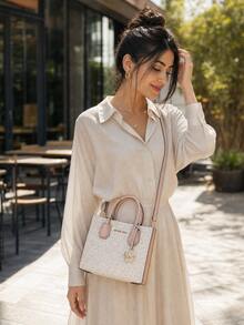 Michael Kors Mercer Signature 女款斜挎手提包 35S1GM9M2B PWD BLSH MLT - 香草色配粉紅35S1GM9M2B PWD BLSH MLT - 查看 2
