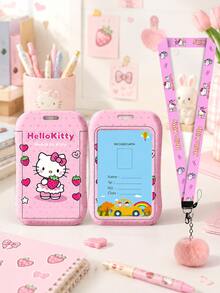 SANRIO 1PC Hello Kitty Card Holder With Lanyard, Cute ID Badge Holder Card Case With Neck Strap, Portable Pass Holder For School, Office, Travel & Daily Use - Multicolor - View 12