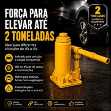 Macaco Hidráulico Garrafa 2T em Aço Reforçado com Elevação de 150 a 285 mm para Veículos - Amarelo - Visão 4