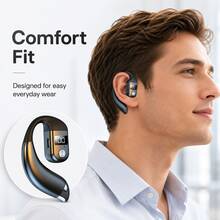 Wireless Single-Ear Hook Headset, 30-Hour Long Battery Life, LED Power Display, 180° Rotatable Hands-Free Microphone, Suitable For Driving, Office, Work, Travel, Universal For Left And Right Ears, 180mAh Battery - View 7