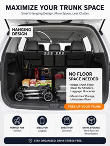 Foldable Car Trunk Organizer Bag Large Capacity Multi-Function Storage Portable Cargo Container Universal For Cars SUVs Travel Camping Road Trip Daily Essentials Home Organization - Multicolor - View 4