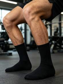 1/5/10/20 Pairs Men's Thick Comfortable Sports Socks, Ribbed Cushioned Mid-Calf Socks, Heavy-Duty Workout Fitness Training Athletic Socks, Suitable For Daily Wear - Multicolor - View 5