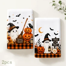2/4/6pcs Cute Ghost Pattern Printed Kitchen Towels, Halloween, Can Be Used As Halloween Gifts, Halloween Decor, Super Soft Microfiber High Absorbent Tea Towels, Dish Cloths, Cleaning Towels, Hand Towels, Suitable For Cooking, Baking, Wiping Cleaning And Kitchen Decoration, Kitchen Accessories, Daily Essentials - Multicolor - View 13