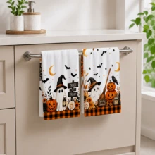 2/4/6pcs Cute Ghost Pattern Printed Kitchen Towels, Halloween, Can Be Used As Halloween Gifts, Halloween Decor, Super Soft Microfiber High Absorbent Tea Towels, Dish Cloths, Cleaning Towels, Hand Towels, Suitable For Cooking, Baking, Wiping Cleaning And Kitchen Decoration, Kitchen Accessories, Daily Essentials - Multicolor - View 3