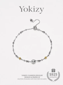 Yokizy Seawater Tahiti Bracelet S925 Silver 6-7mm Irregular Pearl Adjustable Niche Luxury - Silver - View 1