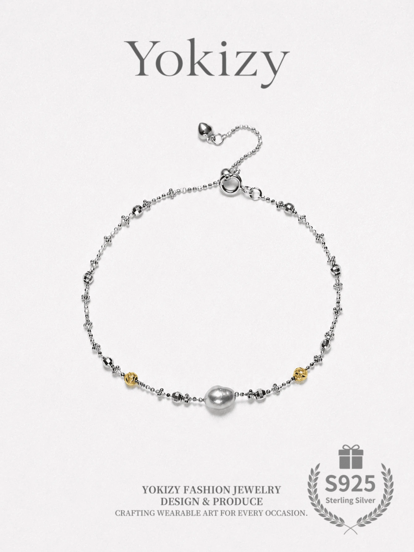 Yokizy Seawater Tahiti Bracelet S925 Silver 6-7mm Irregular Pearl Adjustable Niche Luxury - Silver - View 1