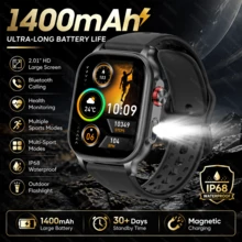 GAWSUG 1400mAh Smart Watch 2.01" HD Screen Bluetooth Call Outdoor Flashlight Rugged Fitness Tracker IP68 Waterproof Gift Men Women - View 15