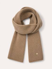 Women's Solid Color Ribbed Scarf With Metal N Decoration, Winter Neck Warmer, Casual Daily Accessory - Scarf - View 11