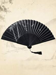 Elegant Vintage Style Bamboo Folding Fan, Decorated With Exquisite Floral Patterns. Purely Handmade, High Quality, Suitable For Daily Use And Cultural Activities. An Ideal Gift For Students And Traditional Enthusiasts. Bamboo Decorative Item. Chinese Style Gift - Multicolor - View 11