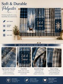 1pc Blue Snowflake Deer Under Sink Curtain, Rustic Polyester Rectangular Cabinet Skirt With Patchwork Design And Plaid Ruffle Hem, Decorative Kitchen Cover For Winter Home Decor, Christmas Decorations For Home, Kitchen Essentials - Multicolor - View 10