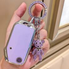 Kia Car Key Fob Cover Key Case, With Puppy Keychain Key Chain, Rhinestone Key Ring, Suitable For Kia Ceed, Cerato, Forte, Sorento, Soul, Sportage, Telluride, K5 Protective Cover - Bear Model - View 3