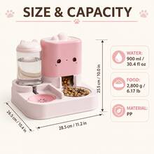 2-In-1 PP Gravity Cat Food Dispenser And Water Bowl, 900ml Water Tank And 2800g Food Hopper, With Independent Bowl And Integrated Base - Automatic Feeder + Water Fountain (2.2L + 1L) - View 3