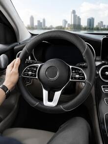 1pc 14.5-15 Inch Universal Round Steering Wheel Cover, Luxury Business Style Diamond Quilted Artificial PU Leather, Pure Black Stitching Detail Anti-Slip Sweat-Absorbent Wear-Resistant Breathable Grip Protector, All-Season Fit For Sedan / SUV / Truck, Commuting, Self-Driving, Holiday Travel Universal Interior Modification Accessory, Compatible With All Series And Most Car Models - Multicolor - View 9