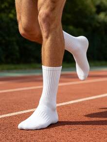 1/5/10/20 Pairs Men's Thick Comfortable Sports Socks, Ribbed Cushioned Mid-Calf Socks, Heavy-Duty Workout Fitness Training Athletic Socks, Suitable For Daily Wear - Multicolor - View 8