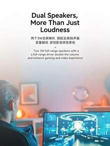 HP WS10 High-Performance Speaker, Stereo Output, Bass Optimization, Elongated Design, Home Desktop, Black - Black - View 4