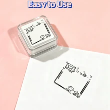 1 buah Stempel Sensitif Cahaya Seri Ins Style Planner, Stempel Bingkai Pesan Minimalis, Stempel Persegi untuk Catatan Jadwal Kehidupan Pribadi, Stempel Dekoratif Pola Bingkai Kreatif, Cocok untuk Seni & Kerajinan, Buku Harian, Scrapbook, Perencana, Surat, Pembuatan Kartu, Alat Bahan Dekorasi Perencana Multifungsi - Segel persegi transparan - View 3