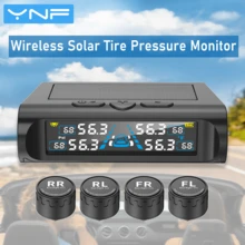 YNF Solar Powered Wireless Tire Pressure Monitoring System TPMS, Includes 4 External Sensors, Real-Time Pressure And Temperature Display, Vibration Sensor Auto-Wake, Non-Destructive Installation For Cars - A - View 2