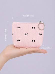 XD Ví đựng tiền xu/thẻ hình vuông bằng vải nhung kẻ 12/6/3/1 cái, túi đựng tiền xu in họa tiết nơ, túi đựng trang sức đa năng thời trang nhỏ gọn, phù hợp cho trẻ em dùng hàng ngày và ngoài trời, quà tặng lễ hội/Valentine/Halloween, ví đựng tiền xu mini cho trẻ em - Nhiều màu - Xem 4