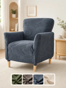 1pc Solid Color Jacquard Elastic Single Armchair Cover, Nordic Style Sofa Cover, Home Decor Single Sofa Protector, Suitable For Living Room, Hotel, Bedroom - Multicolor - View 2