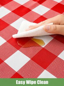 Thickened PEVA Rectangular Disposable Tablecloth, Waterproof And Oil-Proof, Plaid Pattern And Solid Color Options, Suitable For Birthday Party, Picnic, Wedding Banquet, Home Dining Table Decoration, 9 Colors Available - Red Plaid - View 3