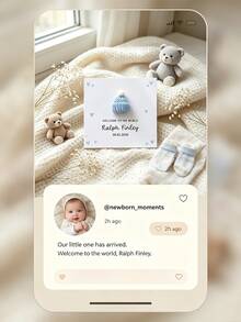 Personalized Baby Welcome Card With Unique 3D Hand-Knitted Tiny Hat, Custom Name & Date Birth Announcement Card, Soft Yarn Handcrafted Newborn Keepsake Photography Prop For Baby Shower Gender Reveal Nursery Decor Infant Arrival Souvenir Gift For Baby - New - View 8