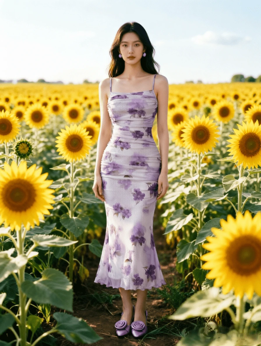 Women Midi Dresses - Mauve - View 1