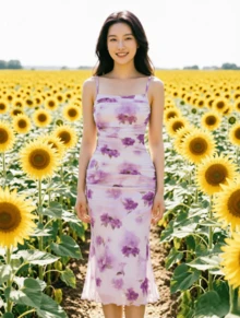 Women Midi Dresses - Mauve - View 2
