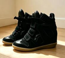 Women Wedge Sneakers - Black - View 2