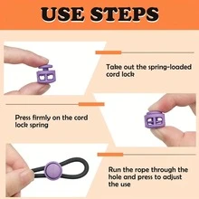 25/34/49/60/77/84Pcs Plastic Spring Buckles, Random Color Double Hole Round Sliders, Elastic Drawstring Locks, Suitable For Camping, Hiking, Backpack Shoelaces, DIY Rope Ends And Clothing Accessories - Multicolor - View 5