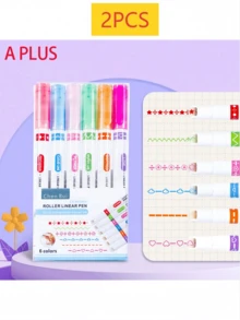 6 Colors Children's Colorful Wavy Fluorescent Ink Border Markers, Acrylic Markers, Coloring Pens, Marking Pens, Dyeing Pens, Multi-Project Use, Suitable For DIY Projects And Curved Marking, Wide Application, Suitable For School And Office Use. Random Colors, Back To School Creative Patterns, Party Gatherings, Birthday Gifts, Reward Small Gifts, New Year Gifts. Halloween, Christmas, Thanksgiving Gifts, Multiple Colors Available - Multicolor - View 22