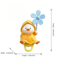 Yellow Raincoat Duck Windmill Hanging Ornament, PVC Material (Silicone Strap/No-Trace Sticker) 2 Options, Suitable For Bicycle, Electric Scooter, Motorcycle, Car Interior Decoration Small Accessory - Yellow Raincoat Duck Pinwheel - View 10