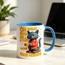 Funny Grumpy Cat Coffee Mug, Sarcastic Good Morning Quote Ceramic Cup, Novelty Gag Gift For Cat Lovers, Ideal For Juice,Milk, Coffee- Perfect Birthday And Holiday Gift For Family,Gift For Him, Funny Mug - Multicolor - View 12