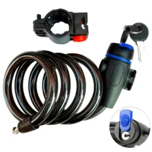Anti-Theft Coiled Steel Cable Chain Lock For Bicycle And Motorcycle Vmingo Mexico - Black - View 6
