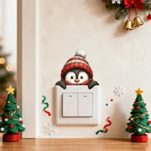 1pc Christmas Light Switch Wall Sticker, Probe Snowman Reindeer Bear Fairy Self-Adhesive Switch Sticker, Removable Vinyl Art Mural Decoration, Suitable For Bedroom And Living Room Christmas Decorations. - Multicolor - View 7